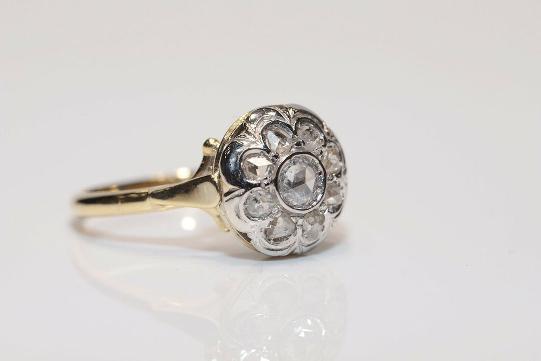 アンティーク 18K ナチュラルローズカットダイヤモンドのリング
