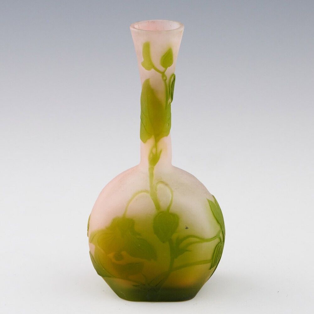 エミールガレ 芙蓉の花のバンジョー型花瓶