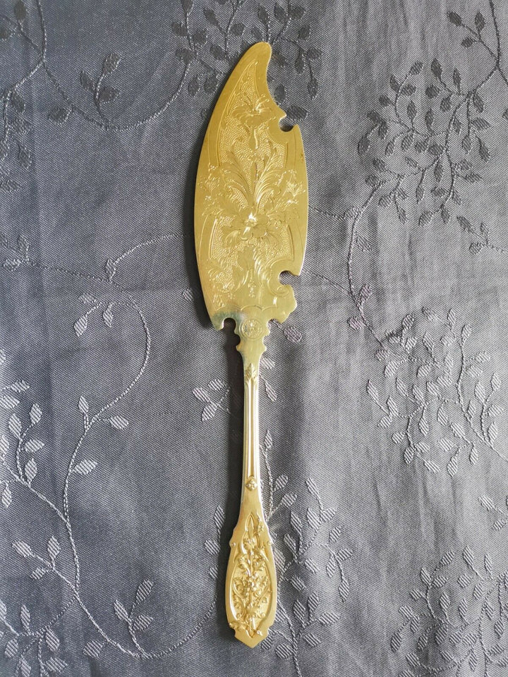 VERMEIL PUIFORCAT MODERNE FEUILLAGE PELLE DE SERVICE