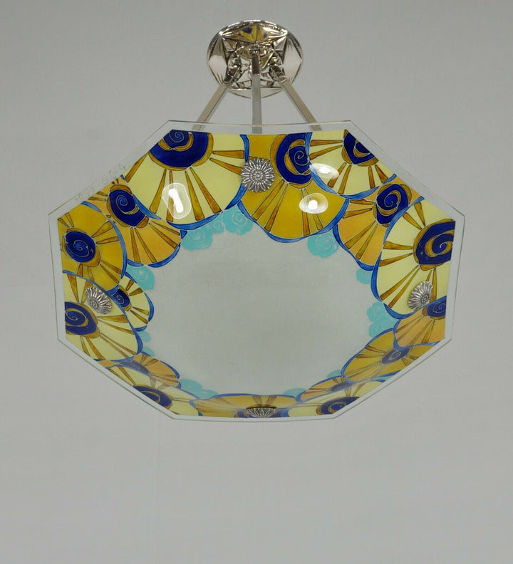 LOYS LUCHA : FRENCH 1930 ART DECO CHANDELIER ..... pendant lamp daum era France