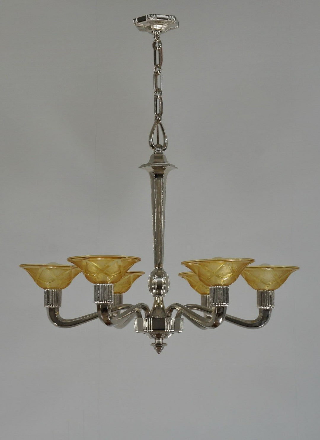 HANOTS : FRENCH 1930 ART DECO CHANDELIER .......... lustre lamp lampe muller era