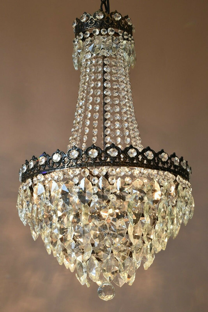 Vintage Crystal Chandelier Antique Brass French Empire Home Lighting Retro lamp