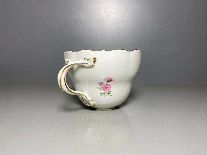 MEISSEN KAFFEE GEDECK 2-TLG TASSE UT NATURALISTISCHE BLUMENMALEREI SCHMETTERLING