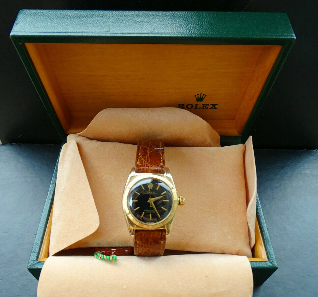 ♛ Rolex Oyster Bubble Back 5011 Yellow Gold 14K 585 Automatic Chronometer 1950s