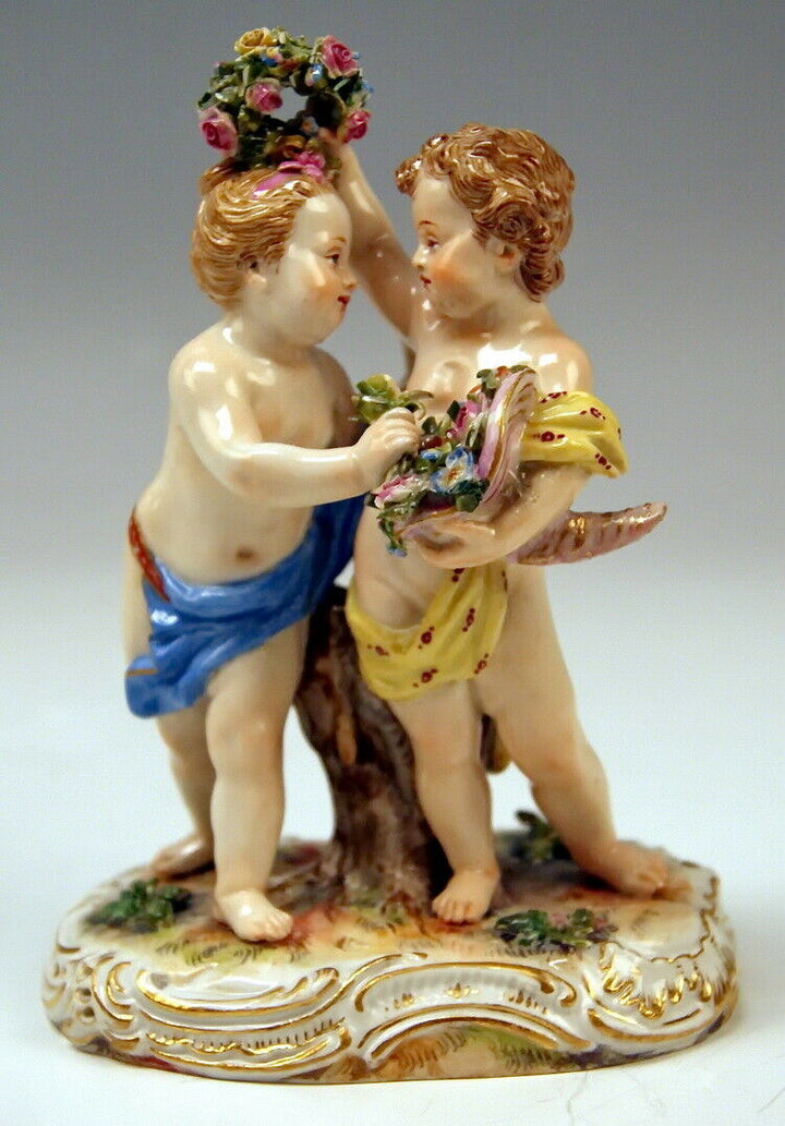 邁森 MEISSEN マイセン FIGUR 2 TANZENDE PUTTEN AMORETTEN 2 CHERUBS MNR: 2991 UM 1860