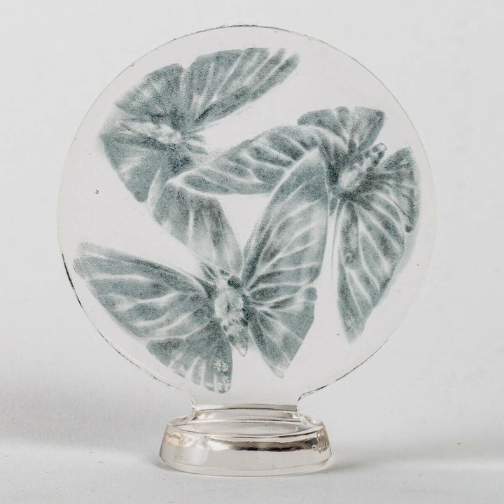 Cachet Trois Papillons Patiné Bleu Rene Lalique R.Lalique Glass Seal Butterflies