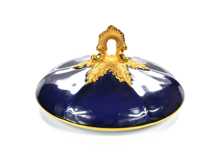 seltene, große Keksdose - MEISSEN - B-Form - kobaltblau - Ø ca. 17cm H: ca. 18cm