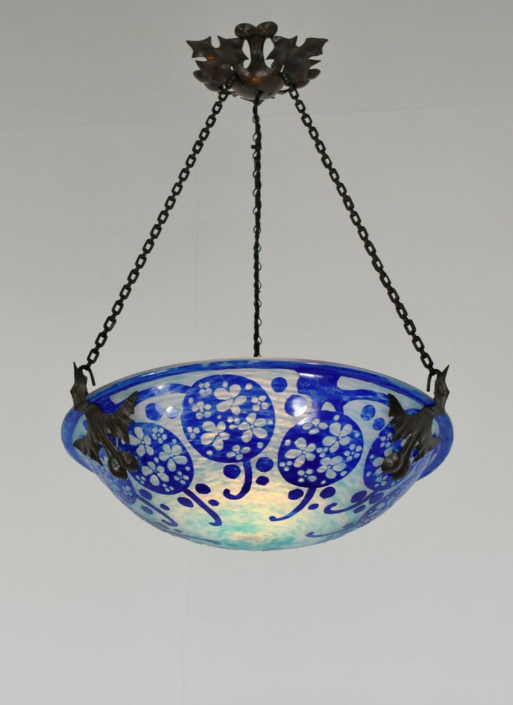 ル・ヴェール・フランセ（シュナイダー兄弟）　青のアールデコ様式シャンデリア