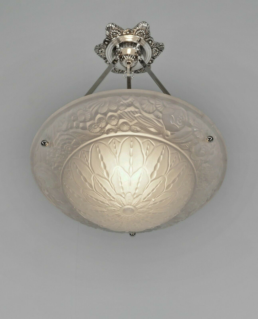 PETITOT : FRENCH 1930 ART DECO PENDANT . chandelier 1925 lamp muller era France