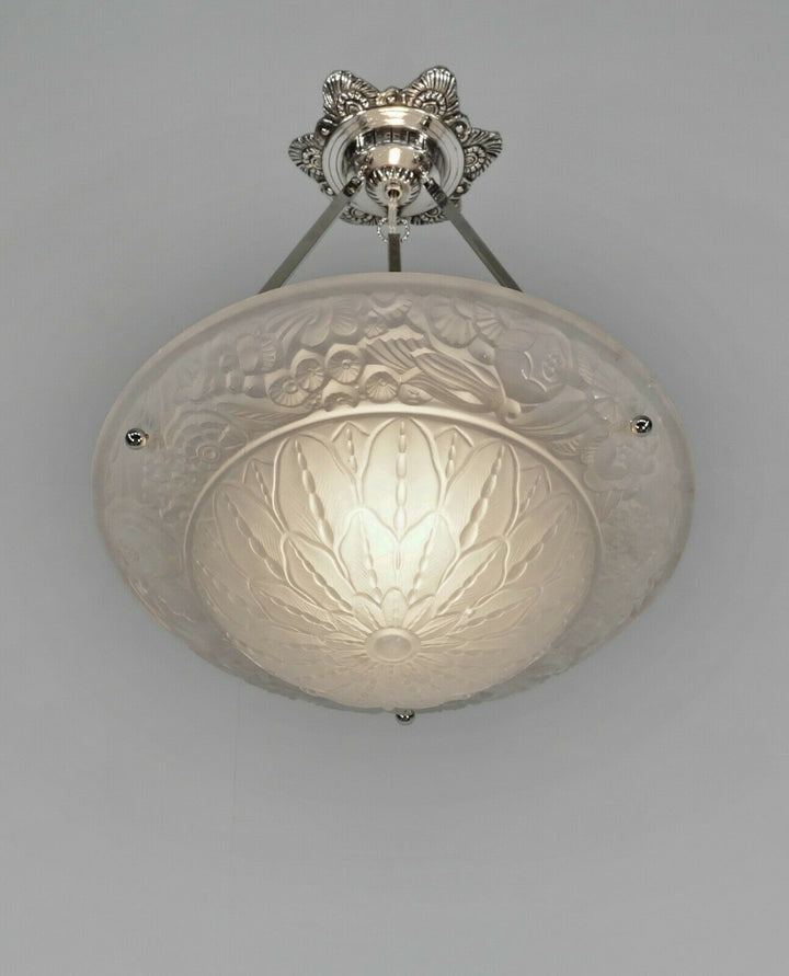 PETITOT : FRENCH 1930 ART DECO PENDANT . chandelier 1925 lamp muller era France