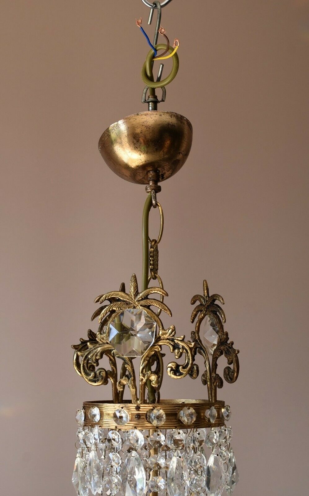 Ornate Antique/ Vintage Crystal Chandelier, Hallway Lighting Light Pendant Lamp