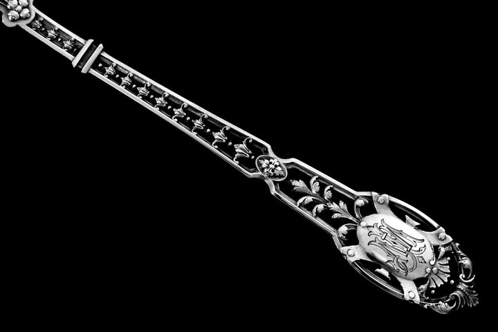 Puiforcat Masterpiece French Sterling Silver Gold Sugar Sifter Spoon Mascaron
