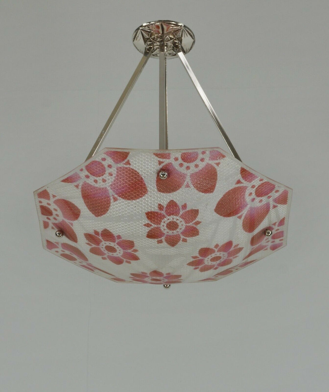 LOYS LUCHA : FRENCH 1930 ART DECO CHANDELIER .... pendant lamp daum era France