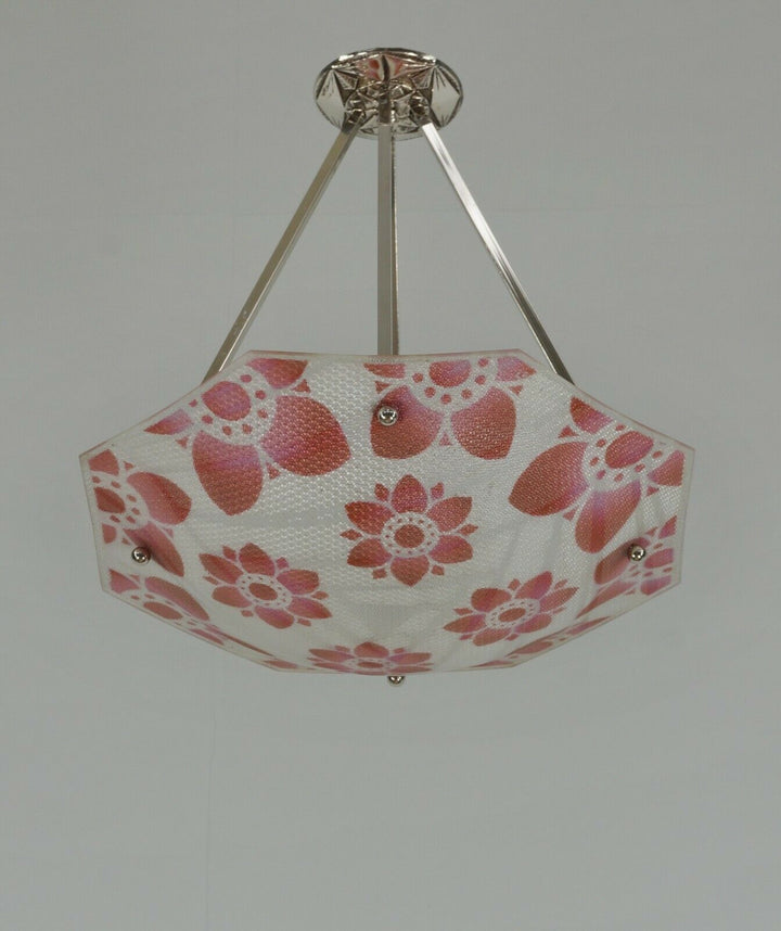 LOYS LUCHA : FRENCH 1930 ART DECO CHANDELIER .... pendant lamp daum era France