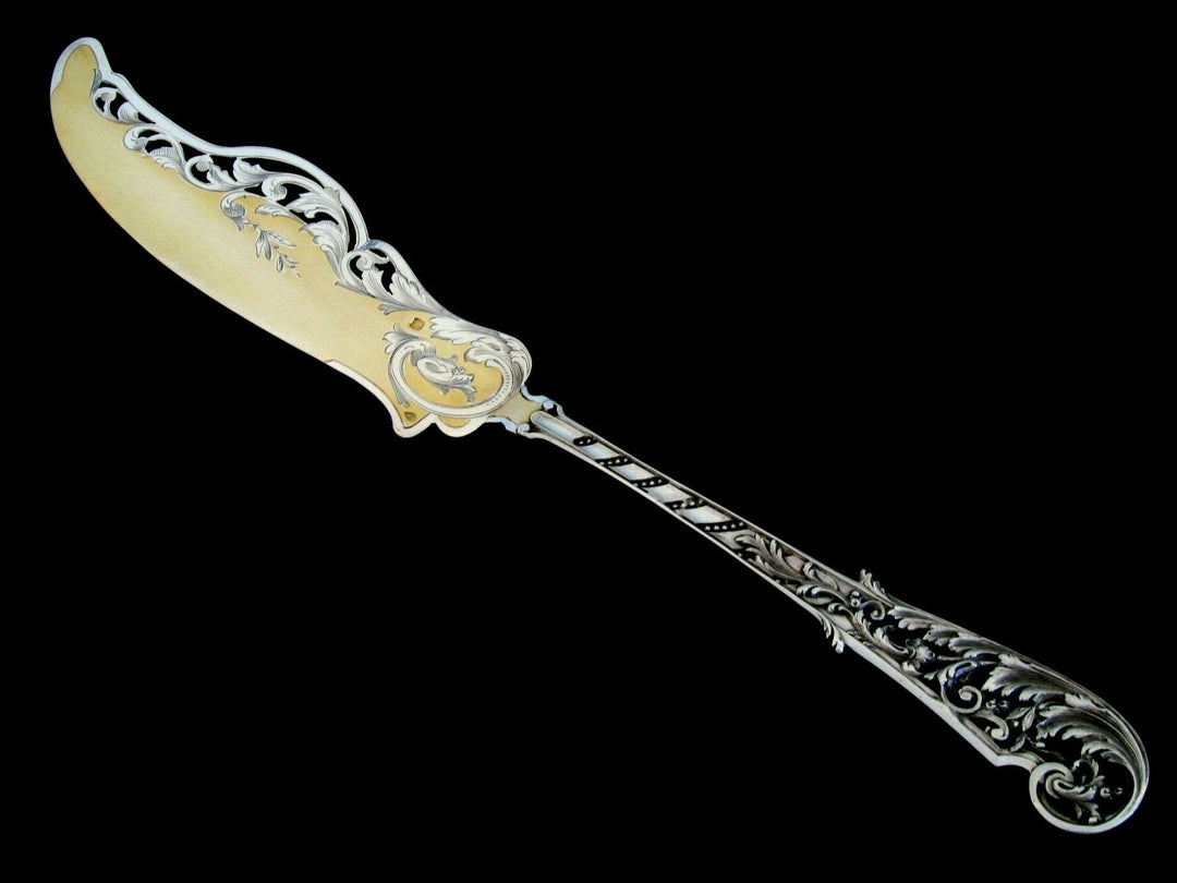 Soufflot Top French Sterling Silver 18k Gold Ice Cream Set 2 pc w/box Rococo