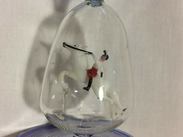 Bimini glass goblets, set of 4, polo riders, collectible, rare, art glass