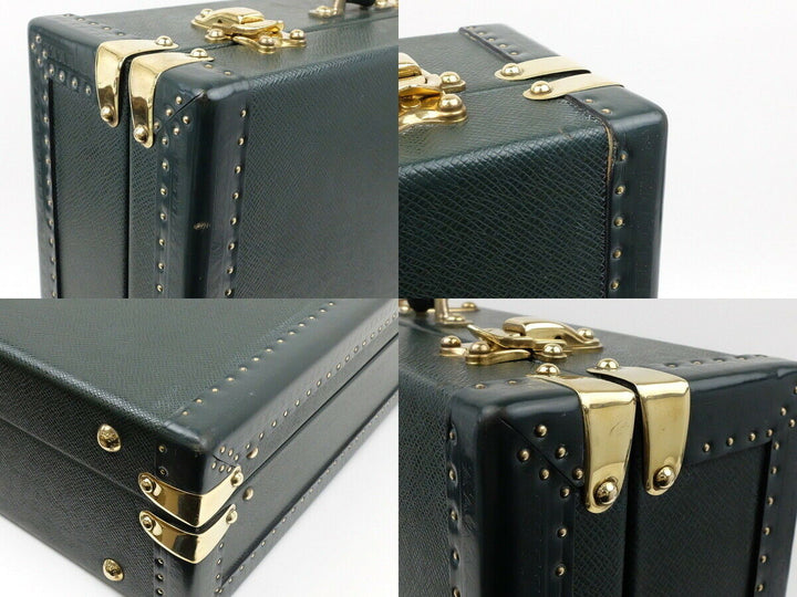 AUTH LOUIS VUITTON Taiga green HARD BRIEFCASE PRESIDENT TRUNK BAG
