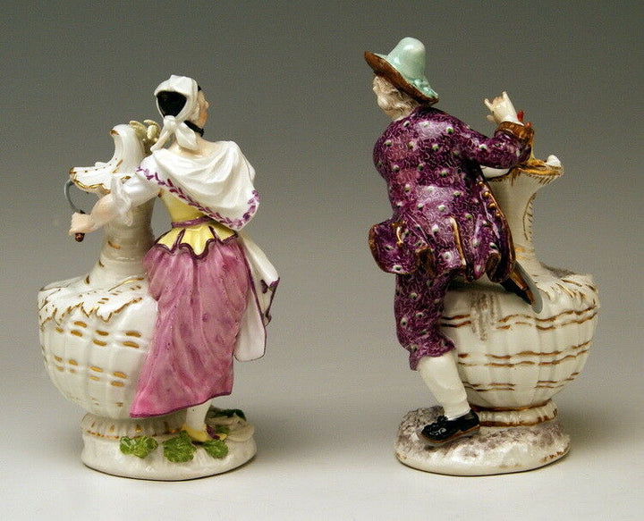 マイセン人形(MEISSEN)四季シリーズより「夏と冬　男女の飾りつき調味料入れ」