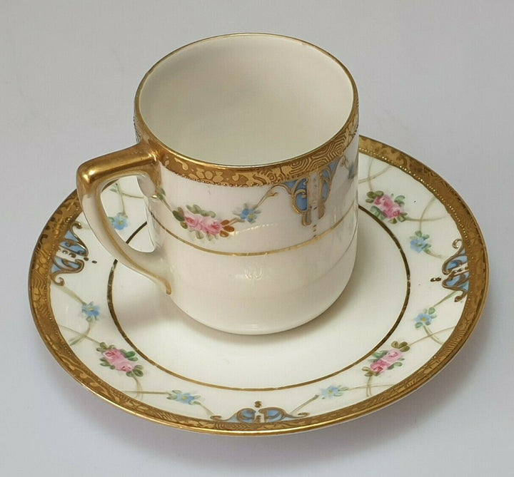 A Wonderful Rare Taisho Period Noritake Art Nouveau Demitasse Cup & Saucer