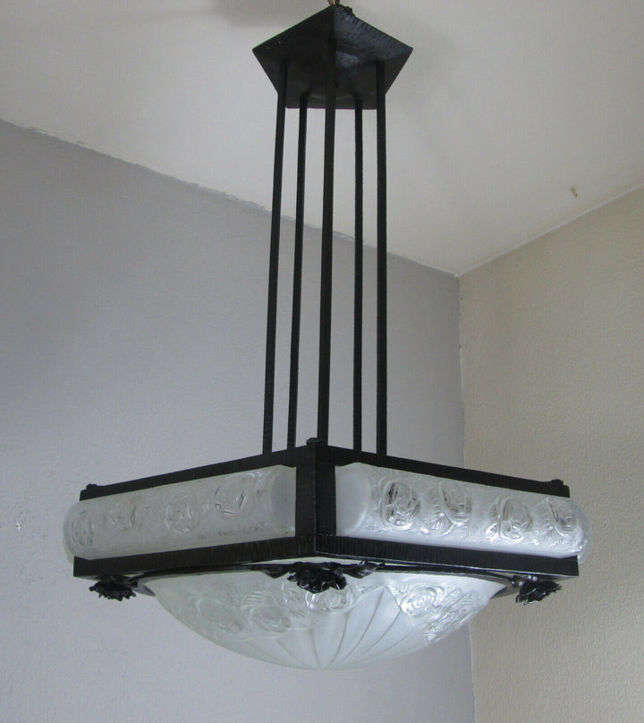STUNNING FRENCH ART DECO CHANDELIER 1925 OF DAVID GUERON ( DEGUE )