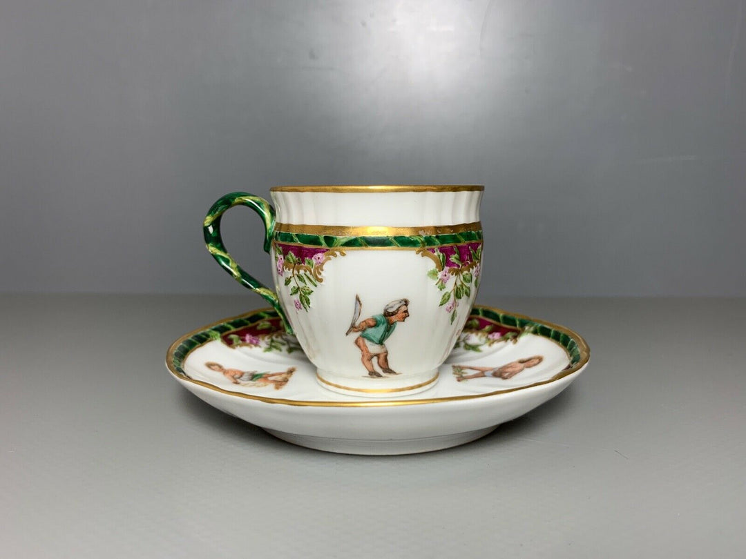 KPM BERLIN MOKKA GEDECK TASSE UT GÄRTNER KINDER PUTTEN ALLEGORIE? GOLD 2.WAHL