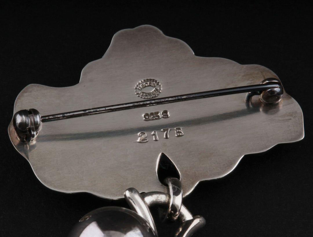 Georg Jensen Sterling Brooch # 217B. Moonlight Grape. Art Nouveau.NEW! 3531551