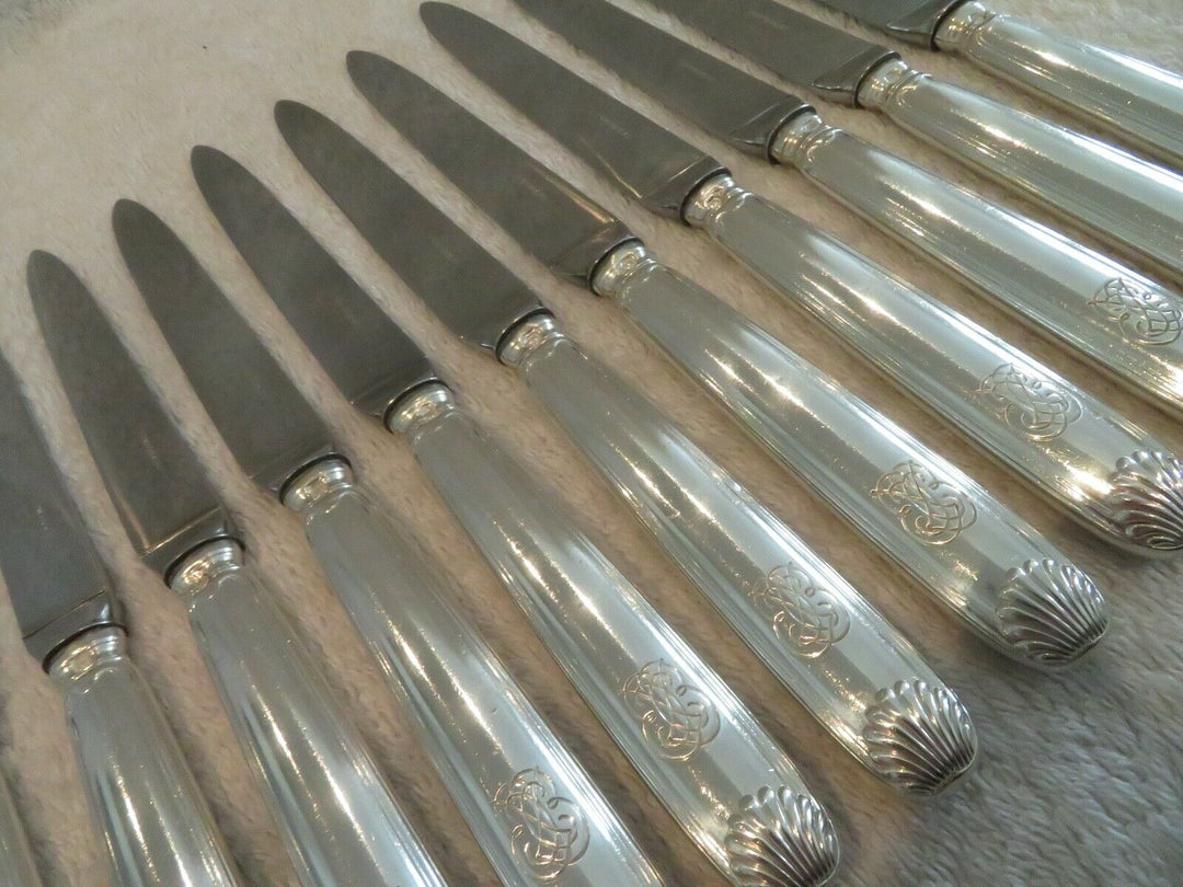 Gorgeous french 950 silver 11 dessert luncheon knives Puiforcat shells