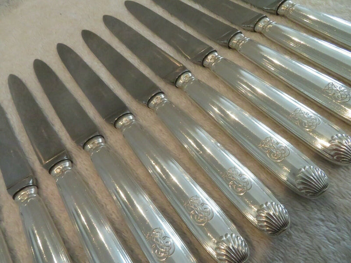 Gorgeous french 950 silver 11 dessert luncheon knives Puiforcat shells