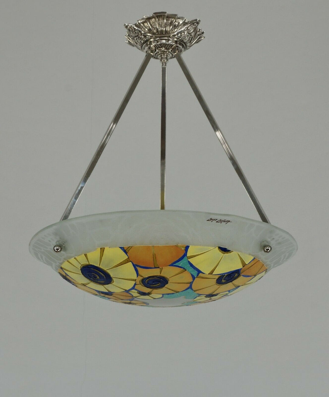 LOYS LUCHA : FRENCH 1930 ART DECO CHANDELIER ...... pendant lamp daum era France