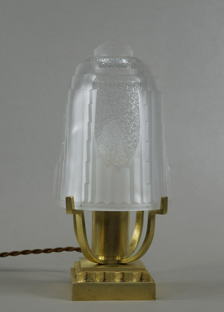 MULLER FRERES : FRENCH BRONZE ART DECO LAMP 1930 ...... France degué sabino era