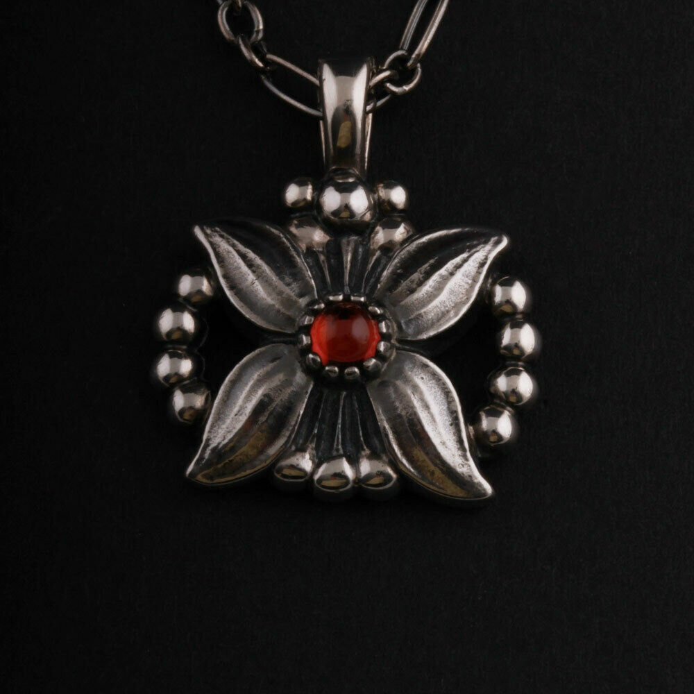 GEORG JENSEN Sterling Pendant Of The Year 1998 / 2018 Silver w. Garnet. RARE!