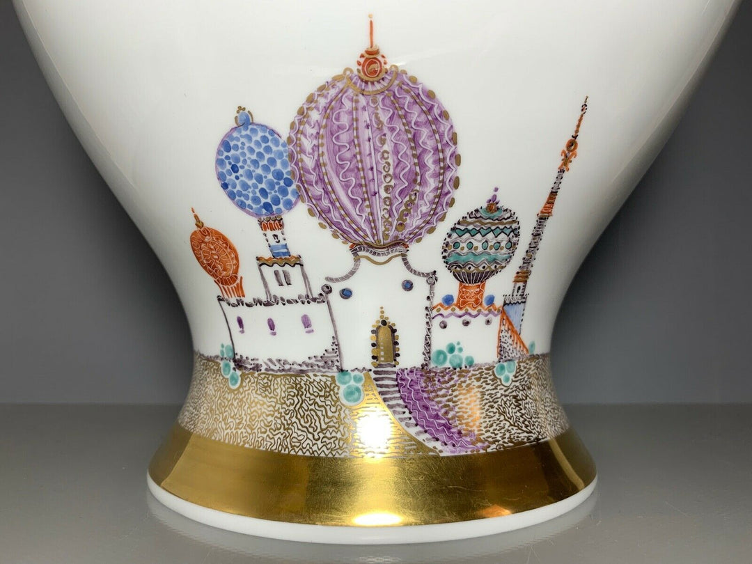 GROSSE MEISSEN VASE 1001 NACHT VIEL GOLD HEINZ WERNER SEHR GUTER ZUSTAND H:45cm