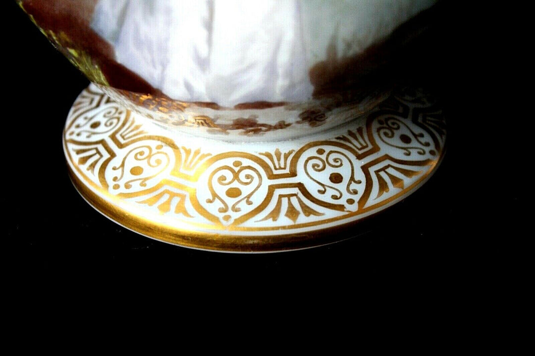 Antique Baccarat opaline glass handpainted figural vase, very rare, c 1880