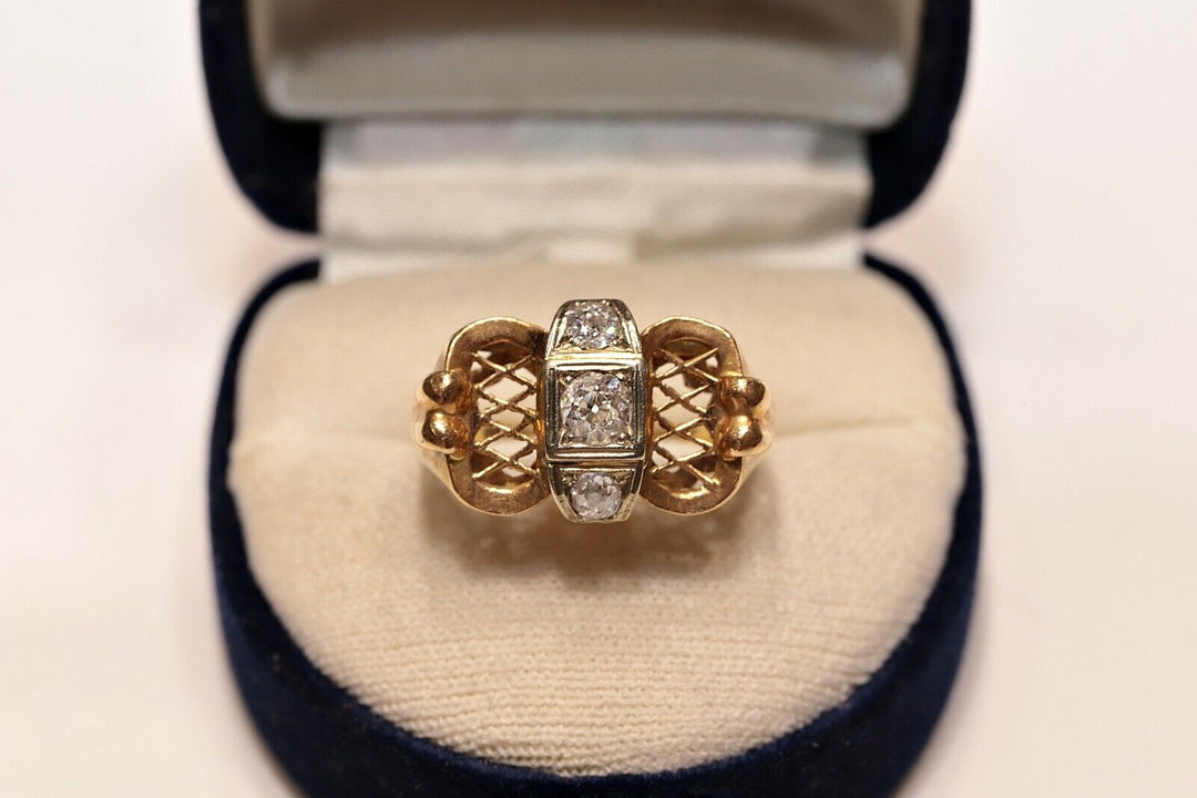 アンティーク 18K ナチュラルオールドカットダイヤモンドのヴィクトリアンリング