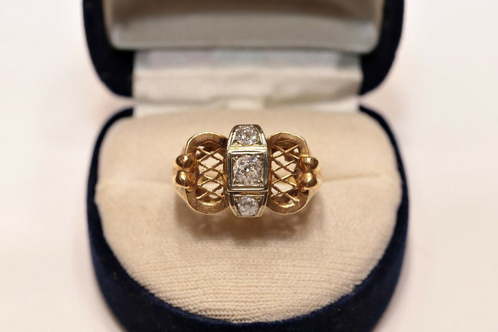 アンティーク 18K ナチュラルオールドカットダイヤモンドのヴィクトリアンリング