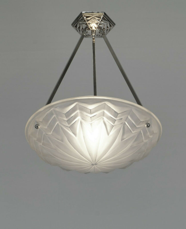 DEGUE : FRENCH 1930 ART DECO PENDANT ........ chandelier lamp muller era France