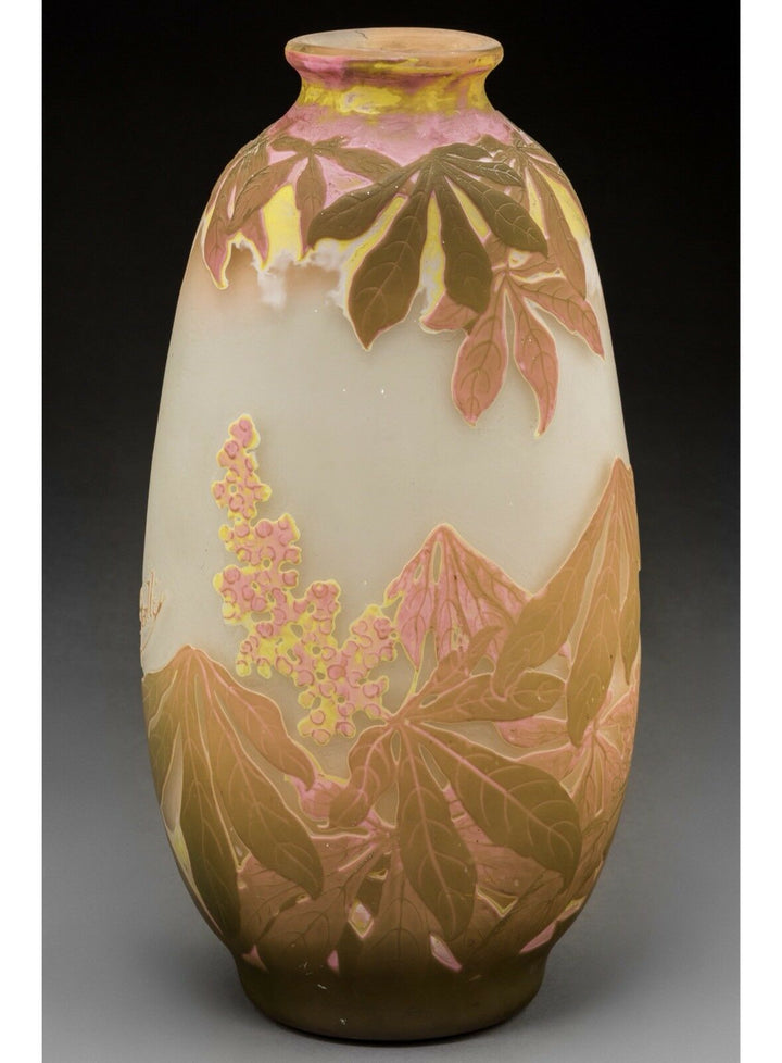 Grand Art nouveau Emile Galle quatre couleur Botanicals vase. Circa 1905- afficher le titre d'origine