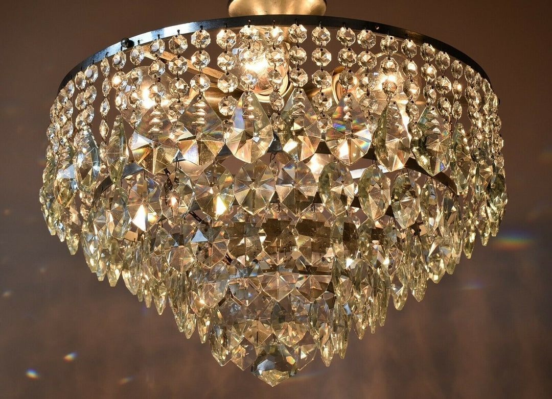 Silver Flush Crystal Crystal Chandelier, Ceiling Antique Vintage Lighting lamp