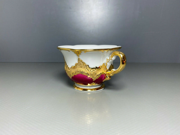 MEISSEN MOKKA GEDECK 2-TLG TASSE UT B-FORM WEINROT ROT BORDEAUX VIEL GOLD Nr.3