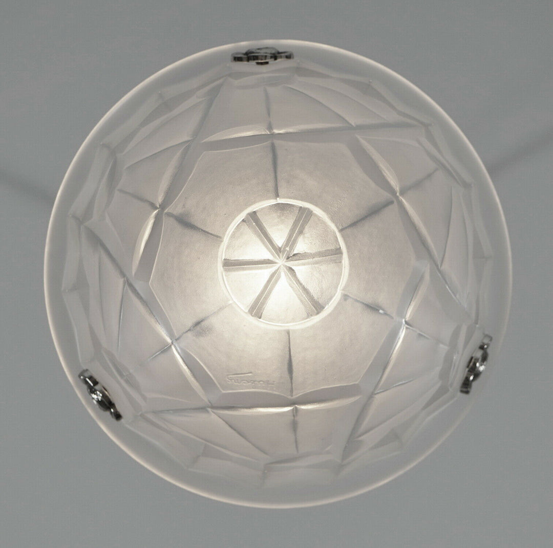 HUBENS & DEGUE : FRENCH ART DECO PENDANT CHANDELIER 1930 lamp muller era