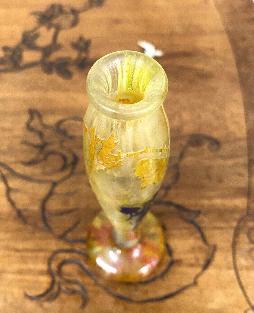 Daum Nancy - Vase Aux Mûres En Verre Multicouche, Pate De Verre Art Nouveau
