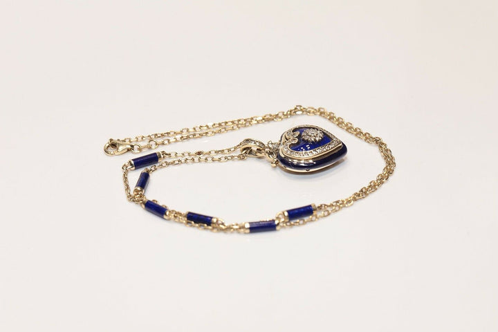 アンティーク ビクトリア朝スタイル 14K ゴールド 天然ダイヤモンド ハートネックレス