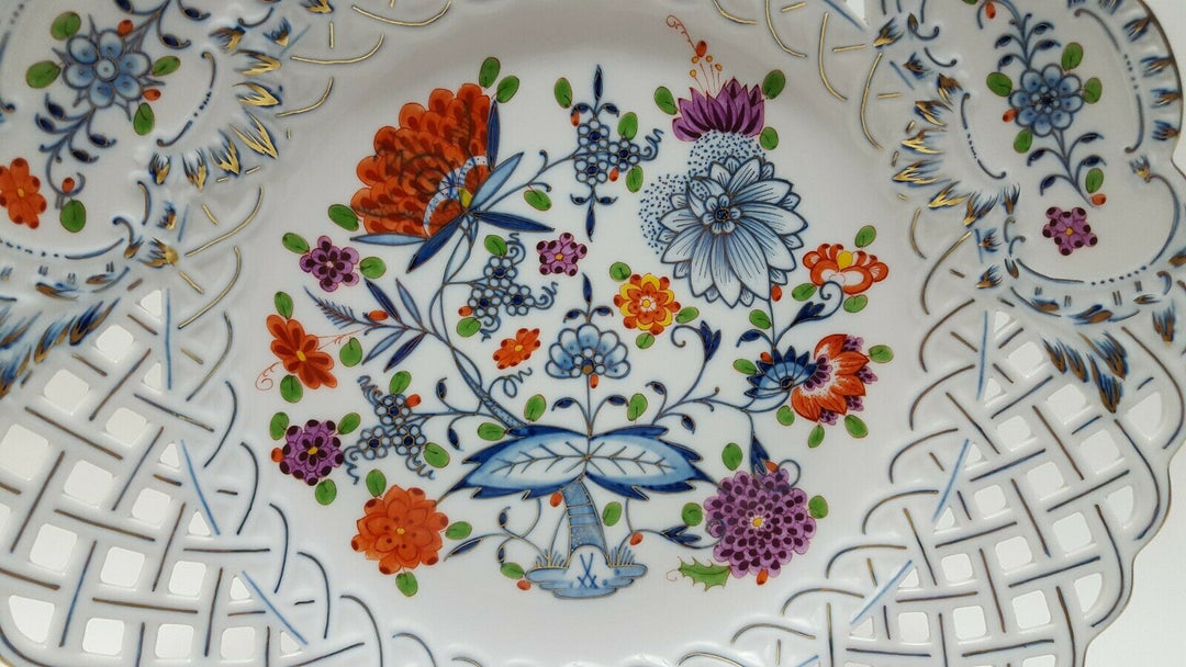 Meissen 1976 Durchbruch Teller Zwiebelmuster Royal Gold 1.Wahl 28,5cm.