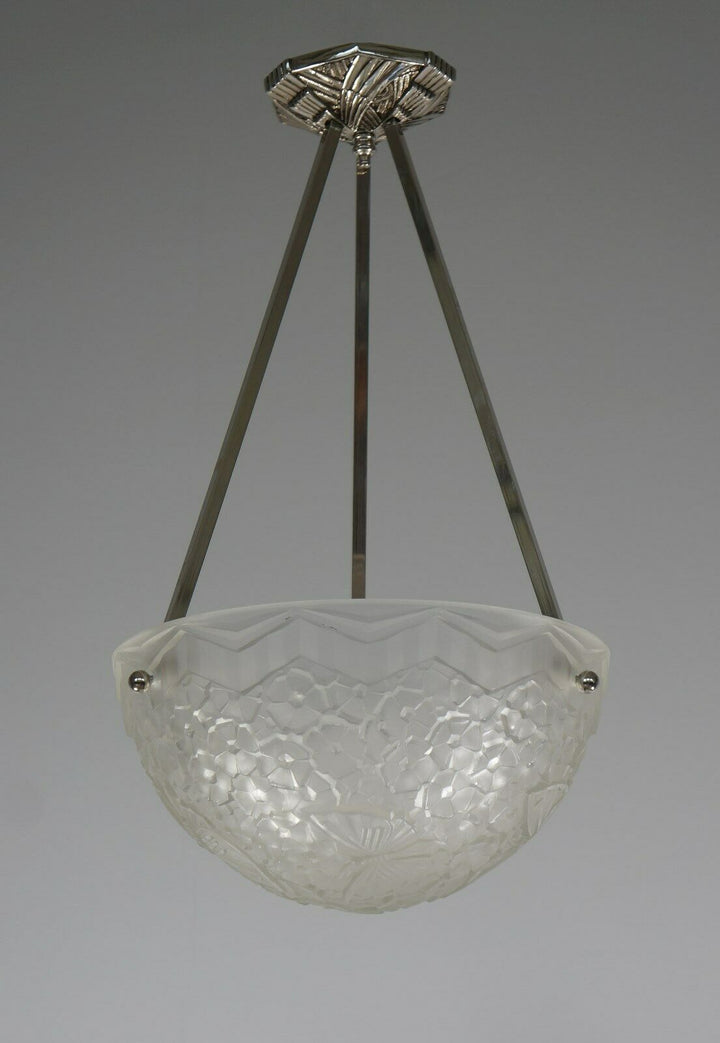 HETTIER VINCENT & HANOTS : pair of FRENCH ART DECO PENDANT S . chandelier France
