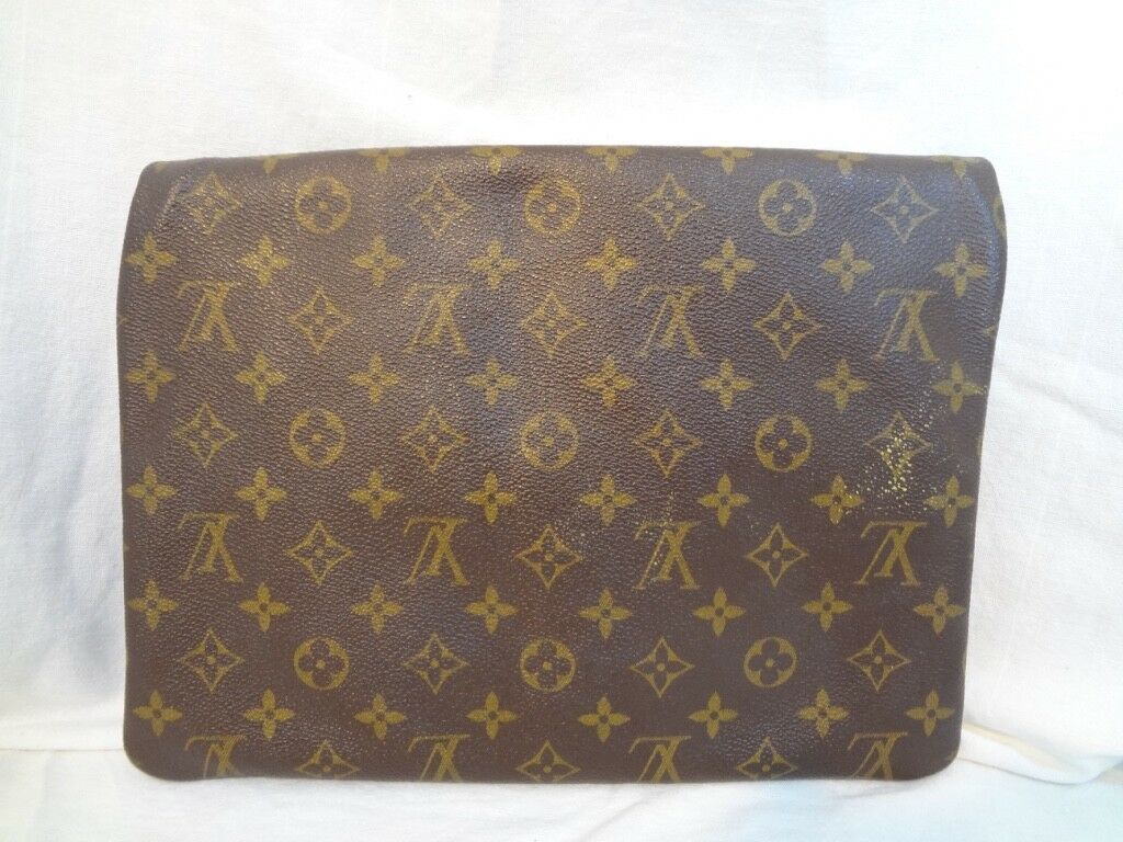 Auth Louis Vuitton Monogram Document case Porch Briefcase Bag LV82