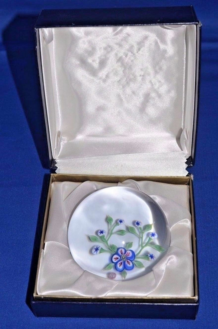 Baccarat Francia Vetro Cristallo Fermacarte 1971 Floreale 8.3cm Figurina W/ Box