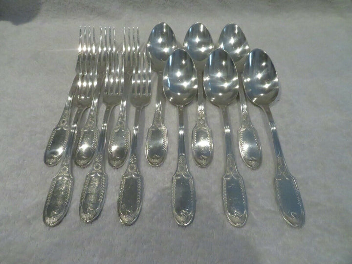 1900 French sterling 950 silver 6 dinner forks 6 soup spoons E Puiforcat swan