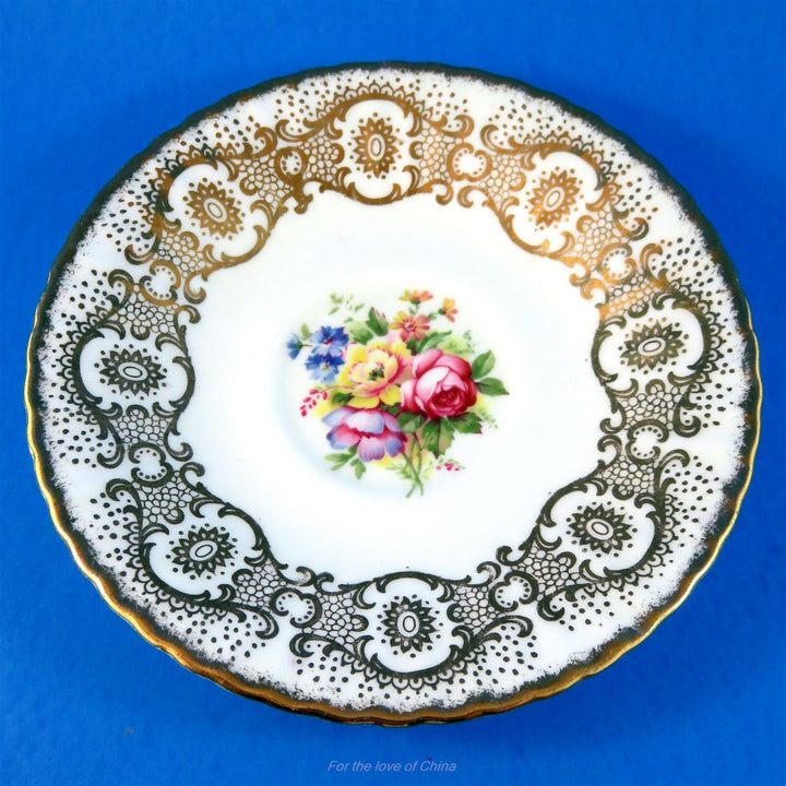 パラゴン　白地に花とゴールドのガーランド　カップ&ソーサー