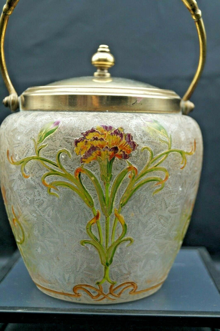 オールドバカラ　エグランチエ　アイリスの花が描かれたビスケットジャー