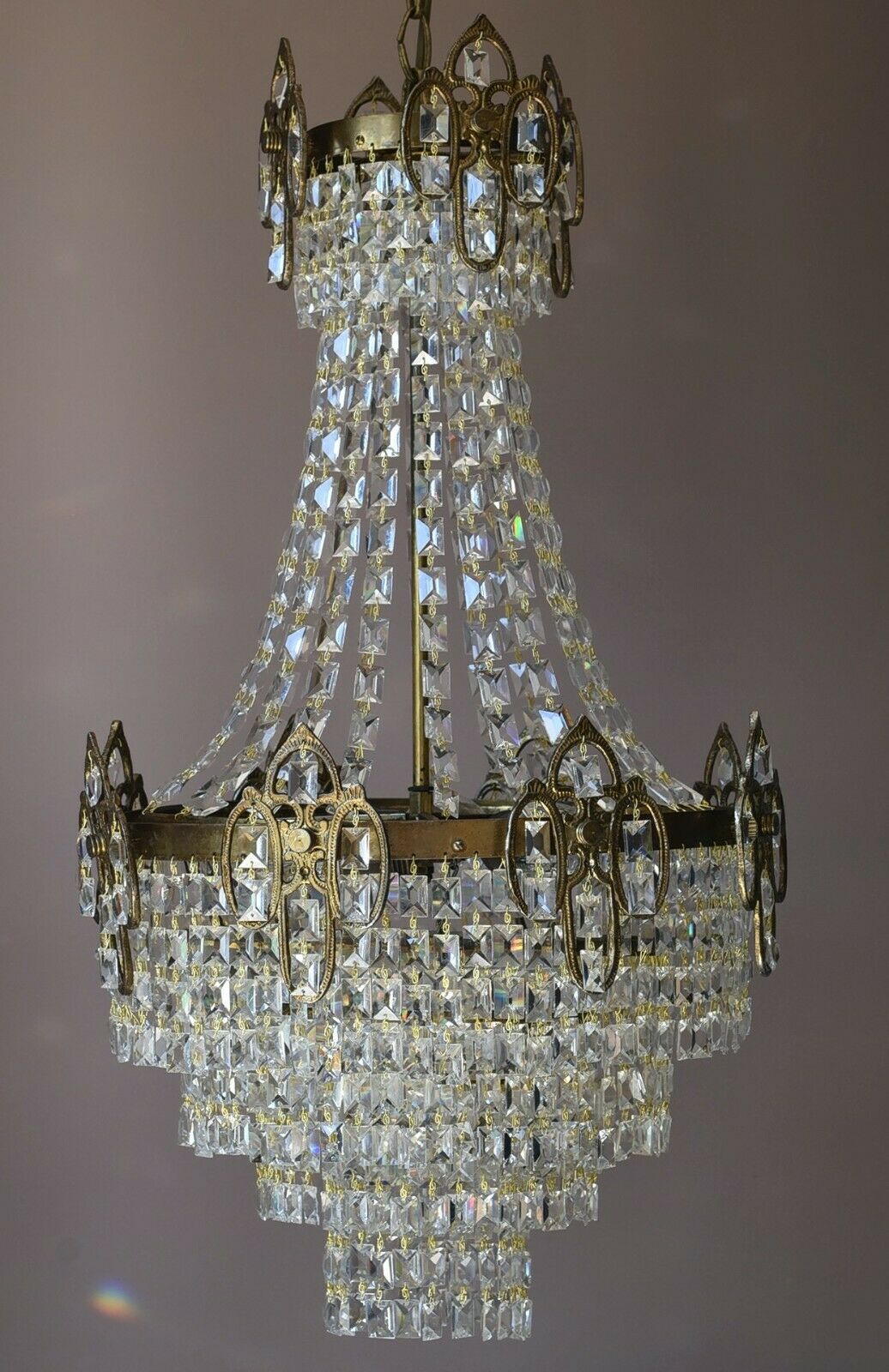 Oriental French Empire Crystal Chandelier Antique Vintage Lighting Pendant Lamp